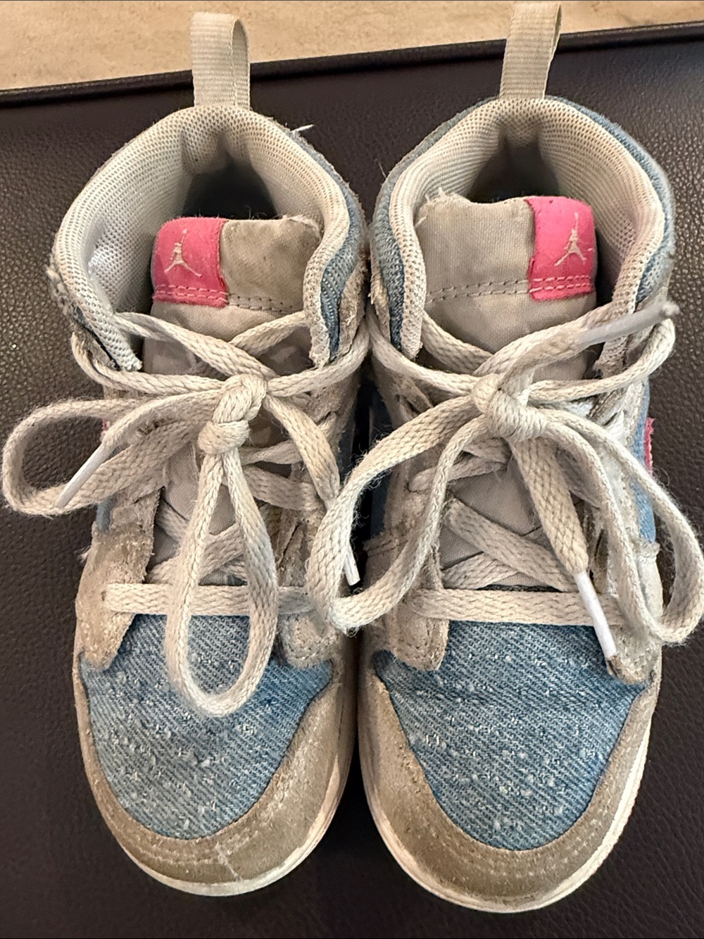 Kids' Pink & Light Blue High-Top Air Jordans